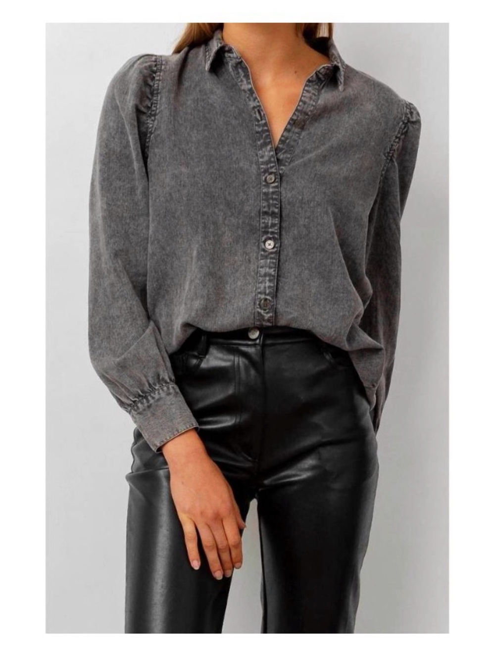 RAILS Black Acid Wash Long Sleeve Boho Blouse Size Large - Picture 5 of 9
